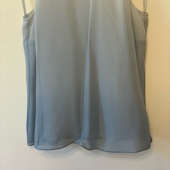 Talbots 16 SILK tank top blue ombré turtleneck corpcore ruche summer classic - Picture 3 of 7